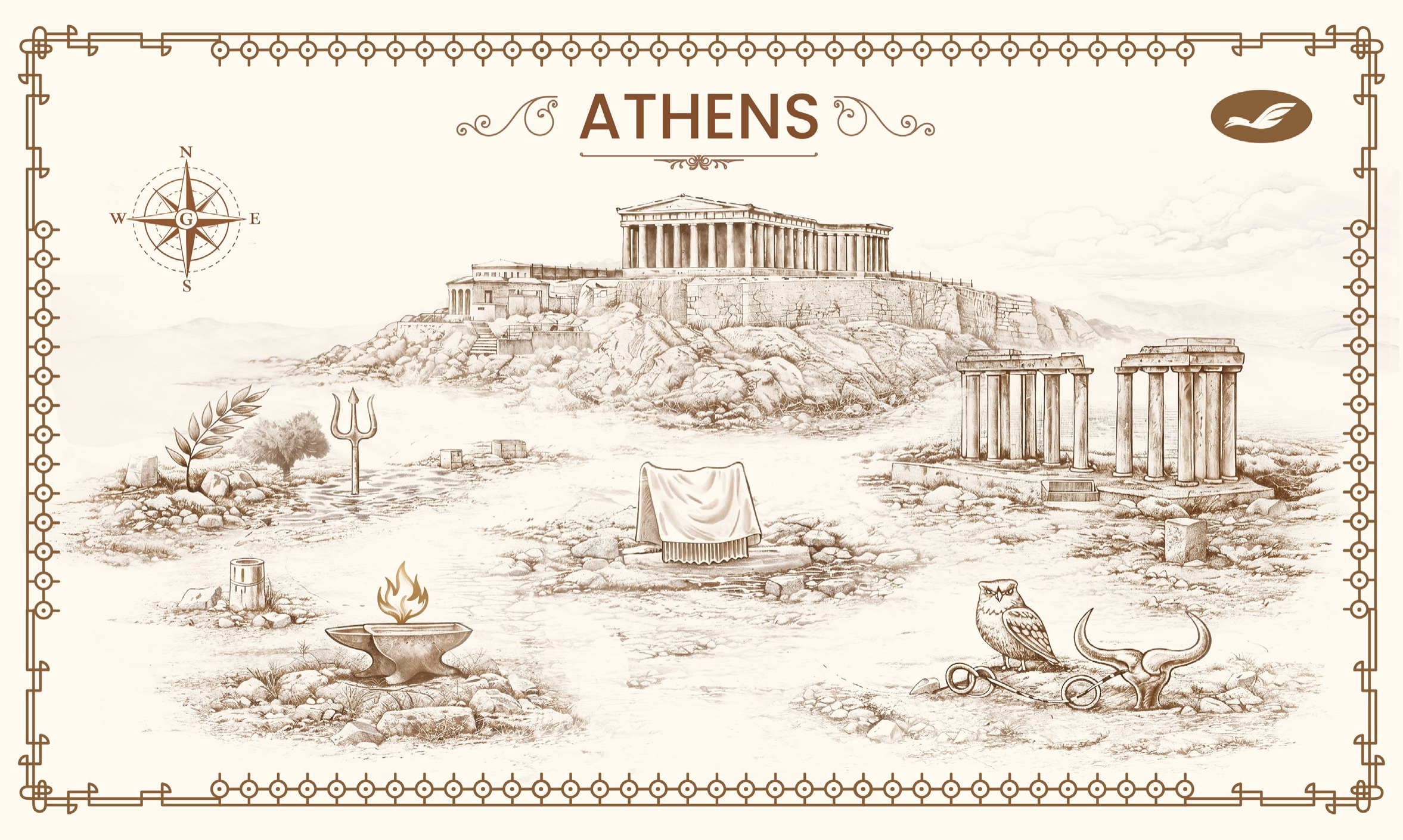 Hand-drawn map of Athens