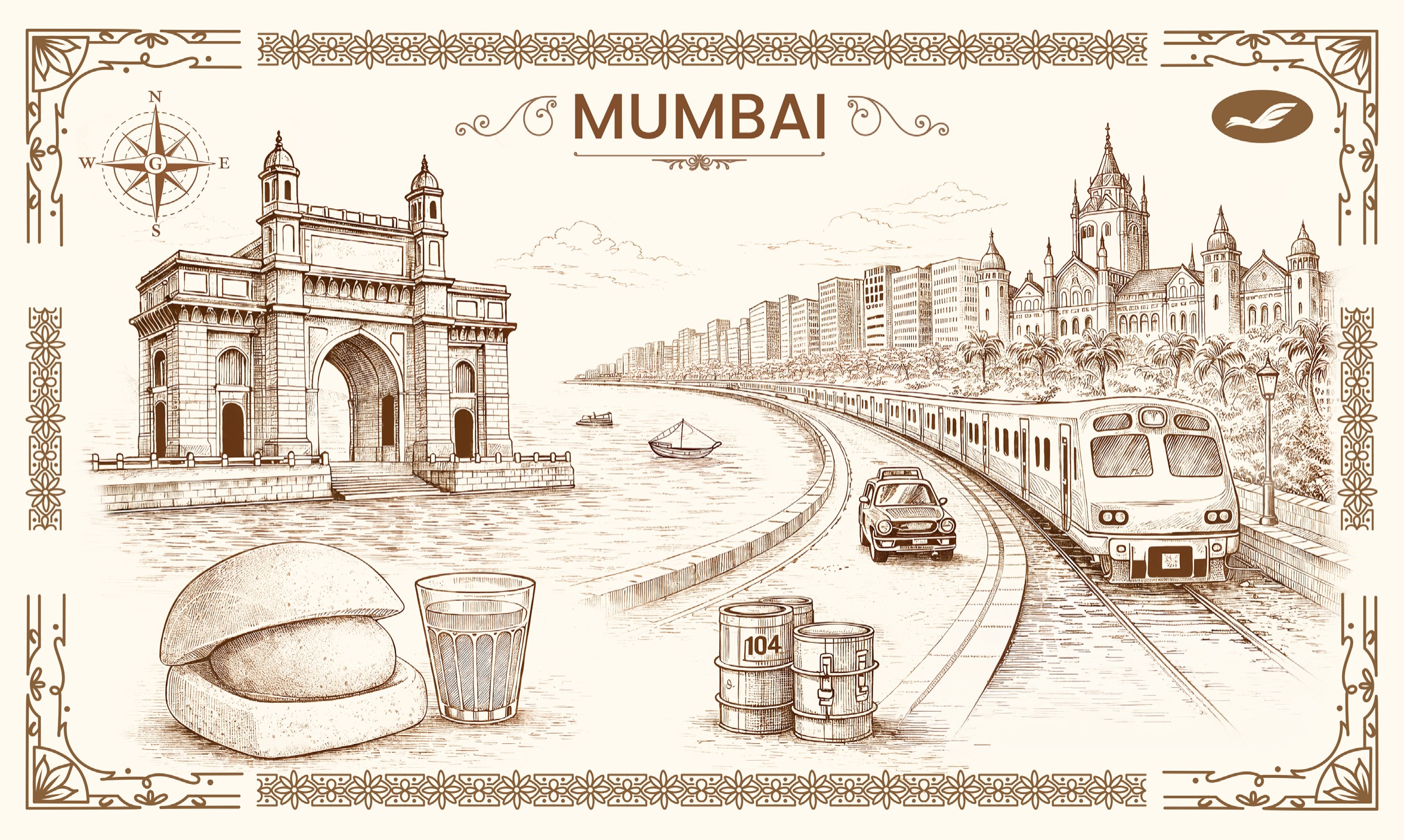 Hand-drawn map of Mumbai